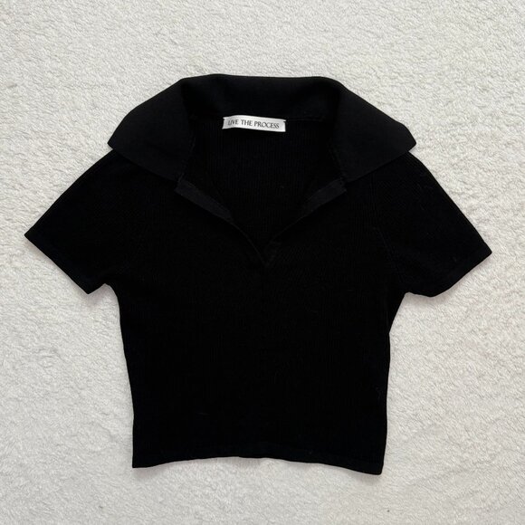 Black Collar Crop Top - Picture 1 of 1